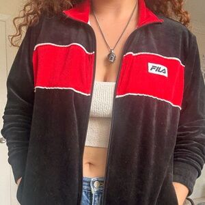 Fila Black and Red Velour Jacket